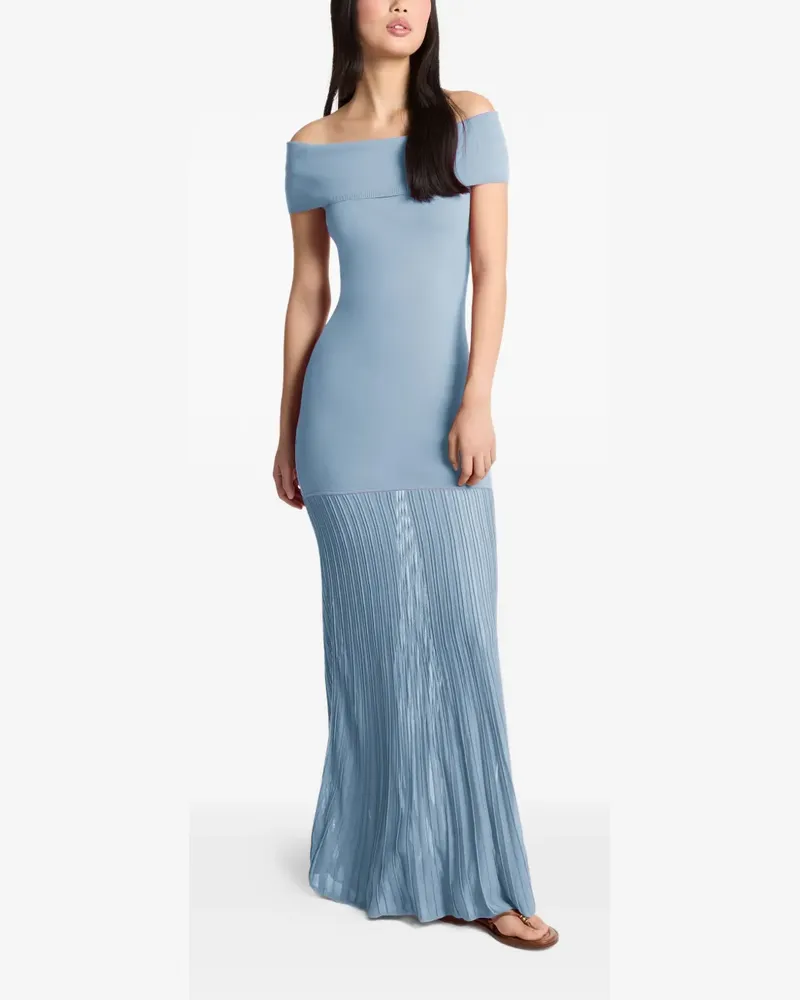 Michael Kors fold over pleated maxi dress - Blau Blau