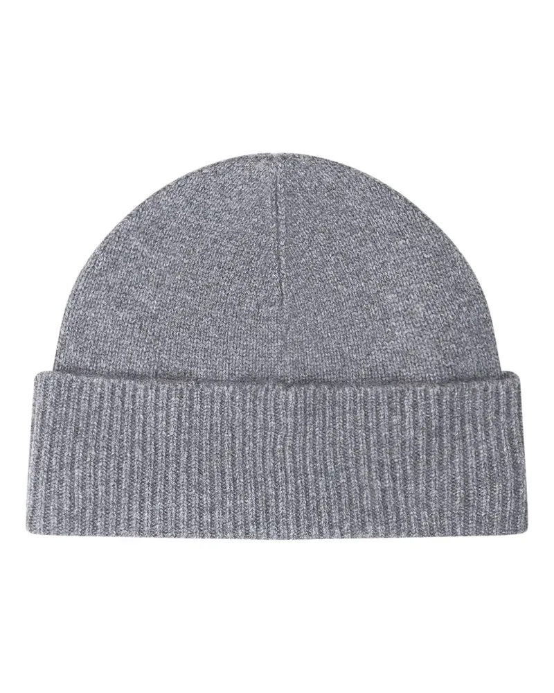 HUGO BOSS logo-plaque ribbed beanie hat - Grau Grau