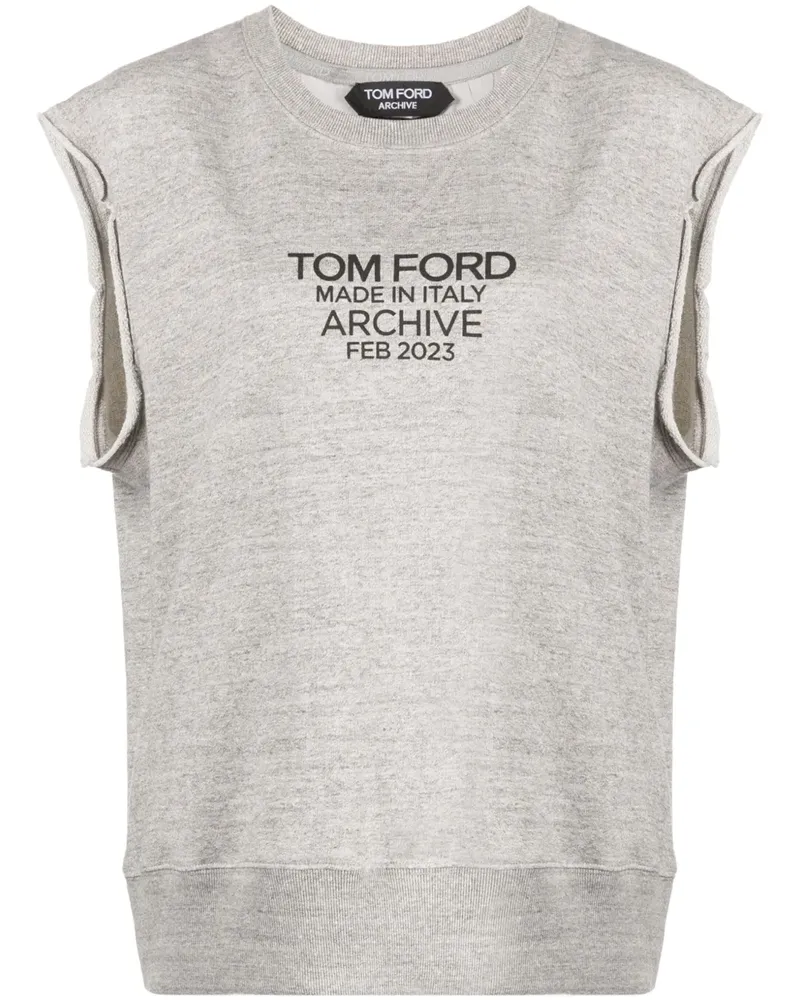 Tom Ford Bedrucktes T-Shirt aus Seide - Grau Grau