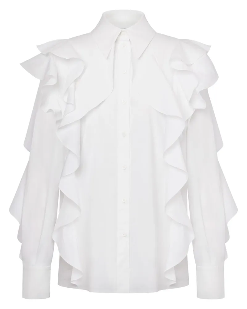 Alberta Ferretti Gerüschtes Hemd - Weiß Weiß