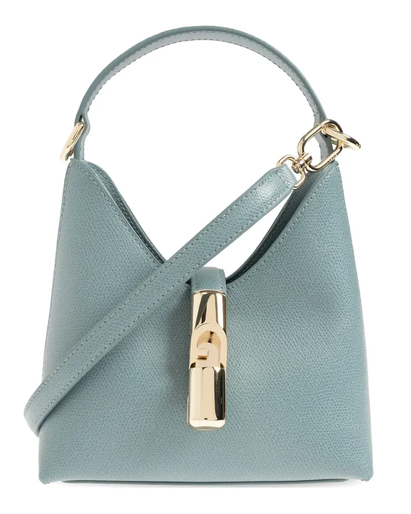 Furla Mini Iride Tote Bag aus strukturiertem Leder - Blau Blau