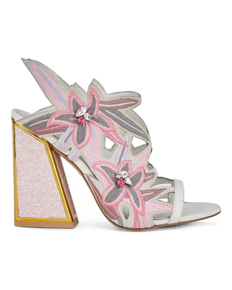 Kat Maconie Diva Dee floral-embroidered sandals - Weiß Weiß