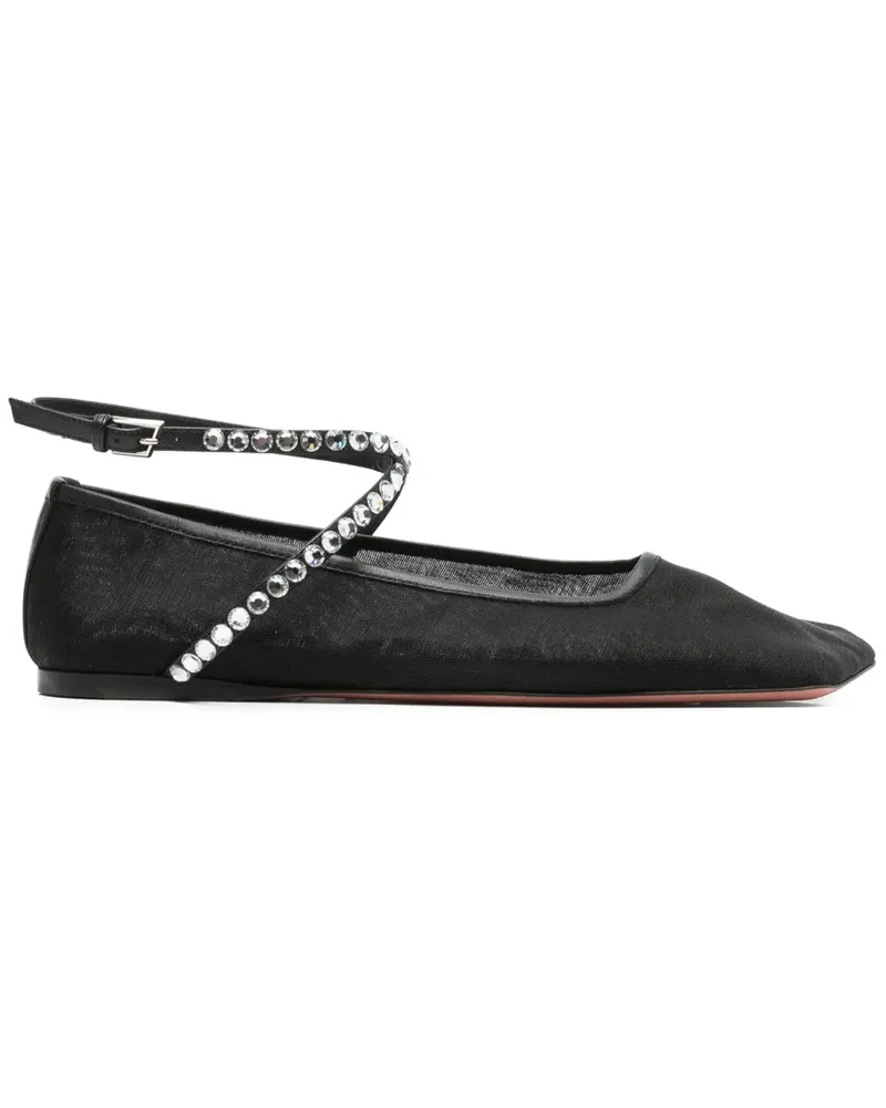 Amina Muaddi Ane Ballerinas aus Mesh - Schwarz Schwarz