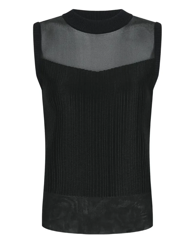 Shanghai Tang Trägershirt aus Mesh - Schwarz Schwarz