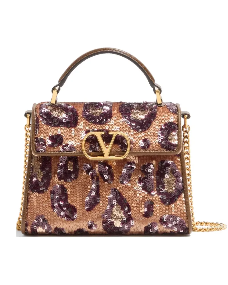 Valentino Garavani Mini VSling Animalier Handtasche mit Stickerei - Nude Nude