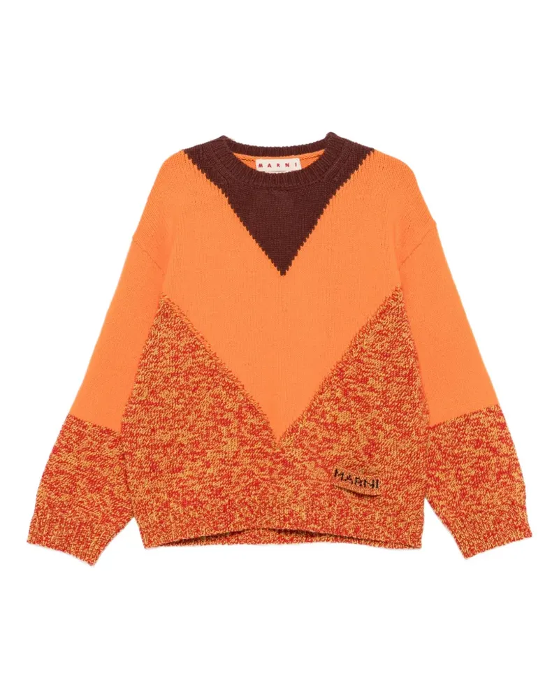 Marni logo-detail colour-block sweater - Orange Orange
