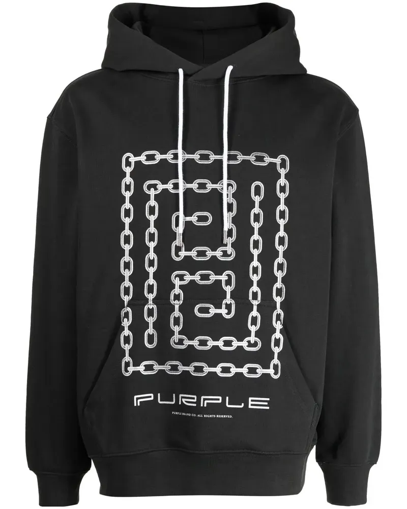 PURPLE BRAND Hoodie mit Ketten-Print - Schwarz Schwarz