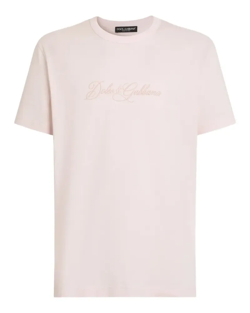 Dolce & Gabbana T-Shirt mit DG Logo-Stickerei - Rosa Rosa