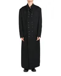 Yohji Yamamoto wool gabardine coat Schwarz