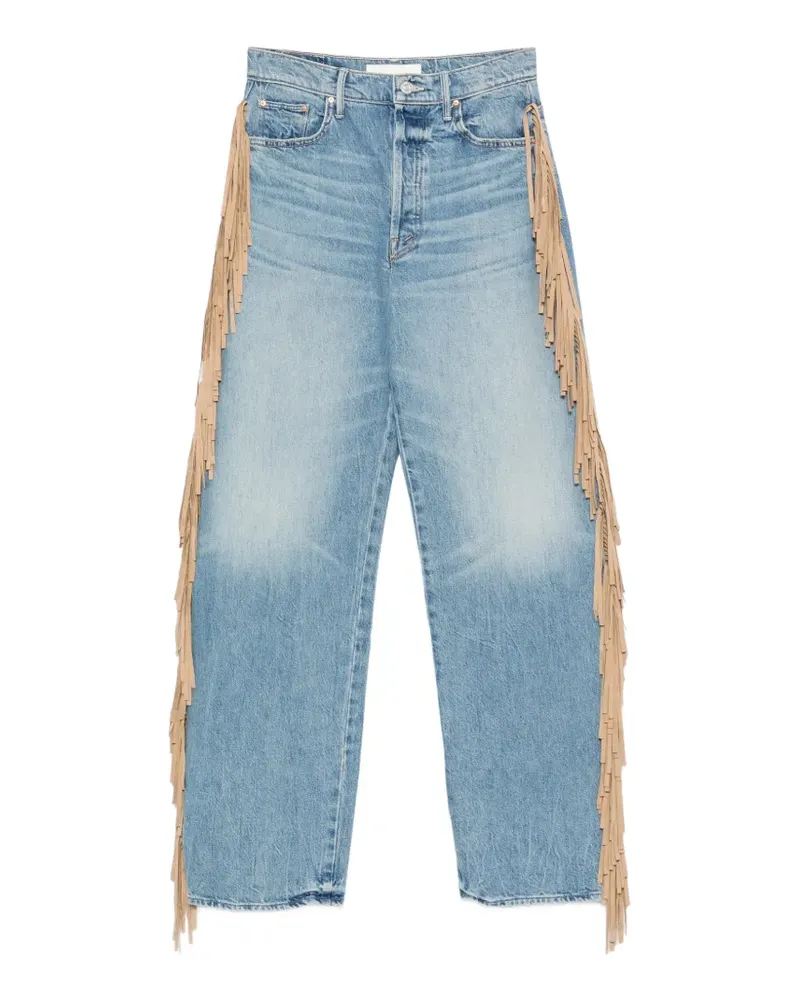 Mother Jeans mit Fransenbesatz - Blau Blau