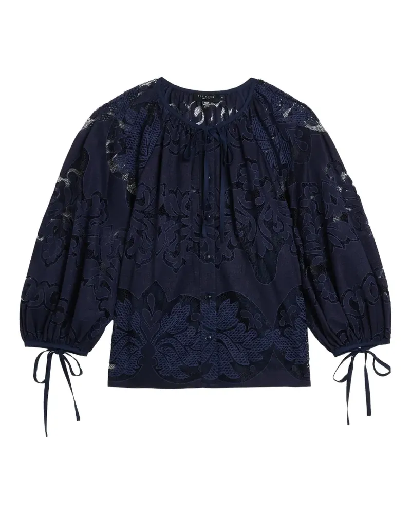 Ted Baker Bacina lace-embroidered puff-sleeve blouse - Blau Blau