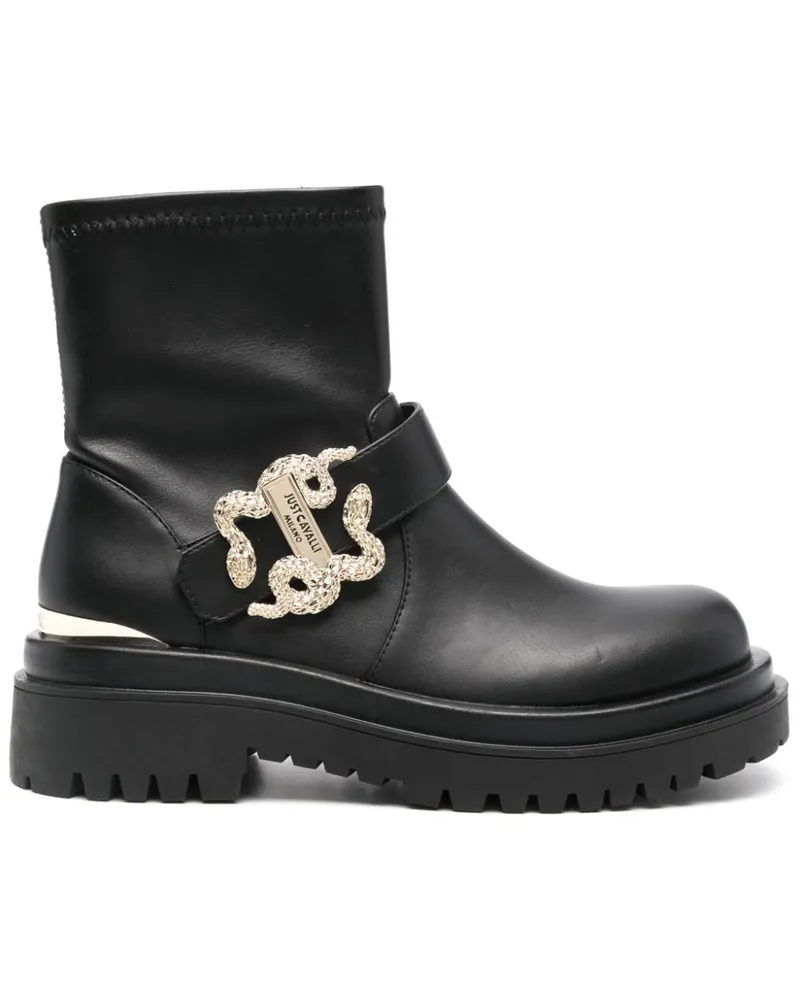Just Cavalli Schnürstiefel mit Logo-Schild - Schwarz Schwarz