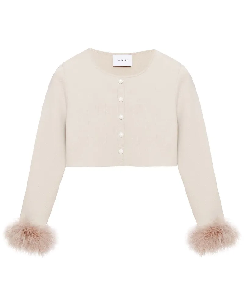 SLEEPER Cropped-Cardigan mit Federn - Nude Nude