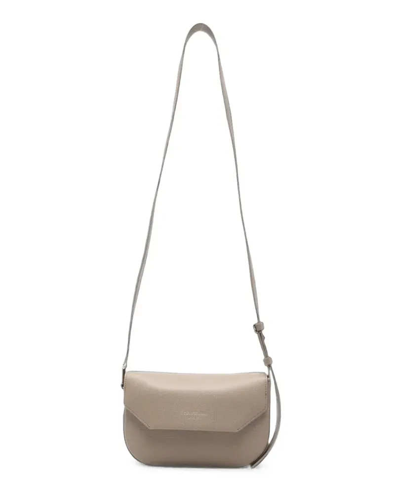 Emporio Armani Mini 1981 Schultertasche aus gekörntem Leder - Nude Nude