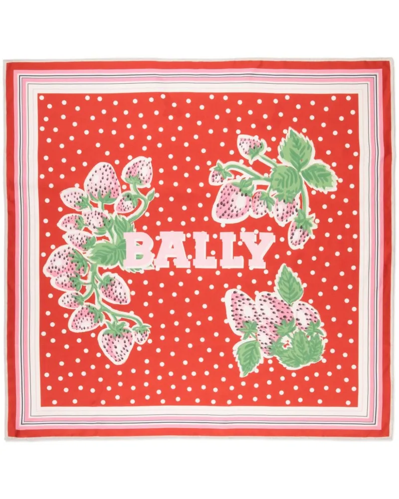 Bally Seidenschal mit Erdbeeren-Print - Rot Rot