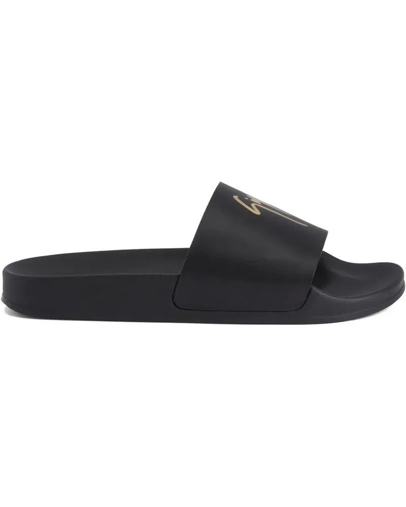 Giuseppe Zanotti Brett Pantoletten mit Logo-Verzierung - Schwarz Schwarz