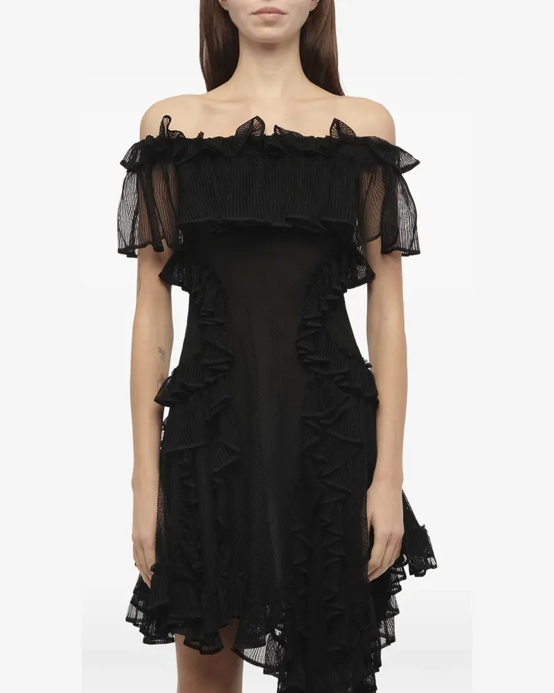 Alexander McQueen Schulterfreies Seidenkleid - Schwarz Schwarz