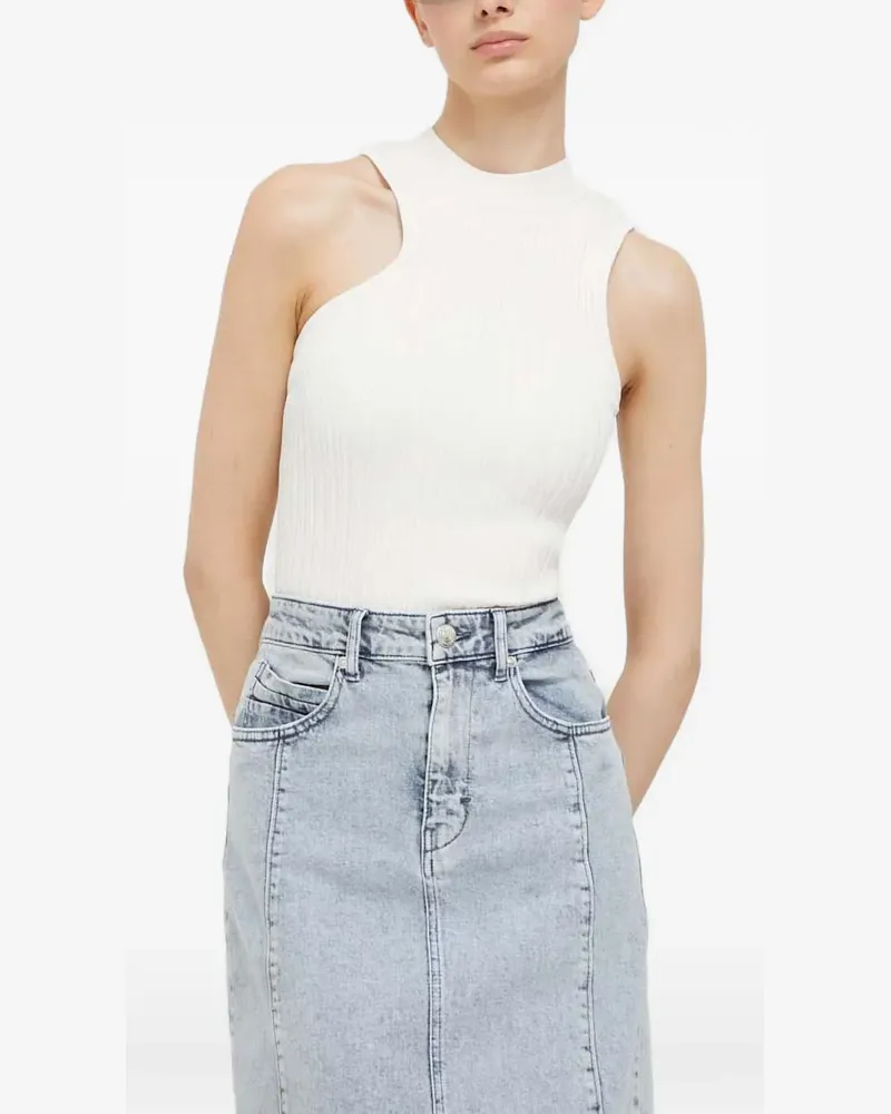 HUGO BOSS Geripptes Tanktop mit Cut-Outs - Weiß Weiß