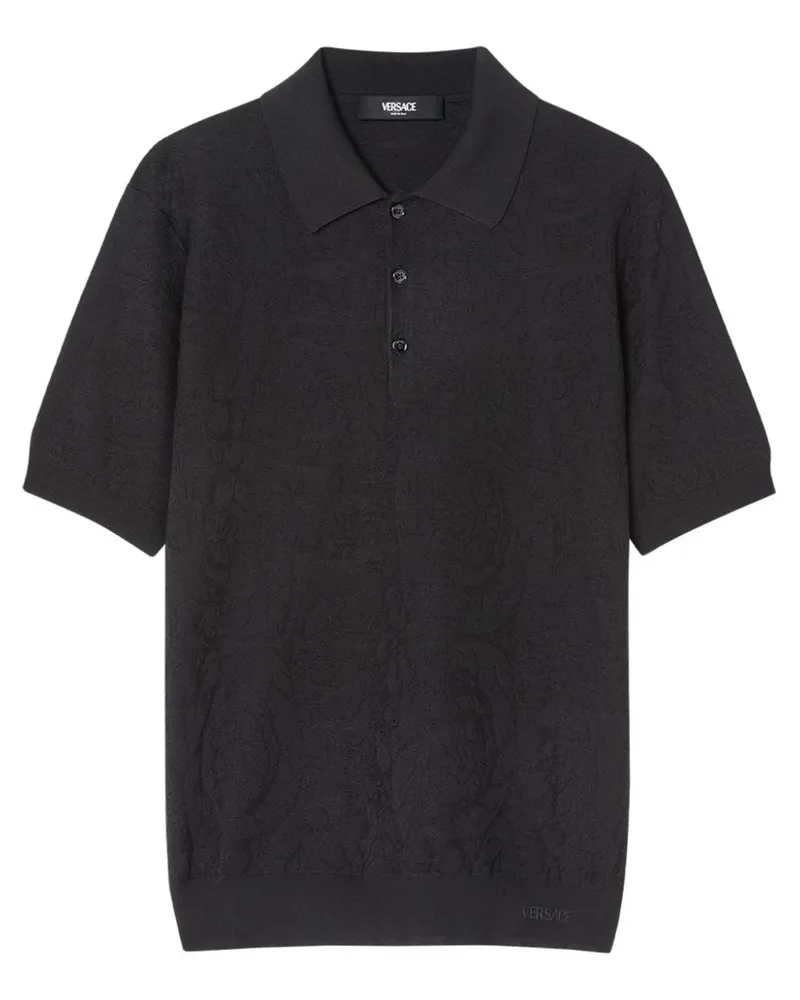 Versace Gestricktes Barocco Poloshirt - Schwarz Schwarz