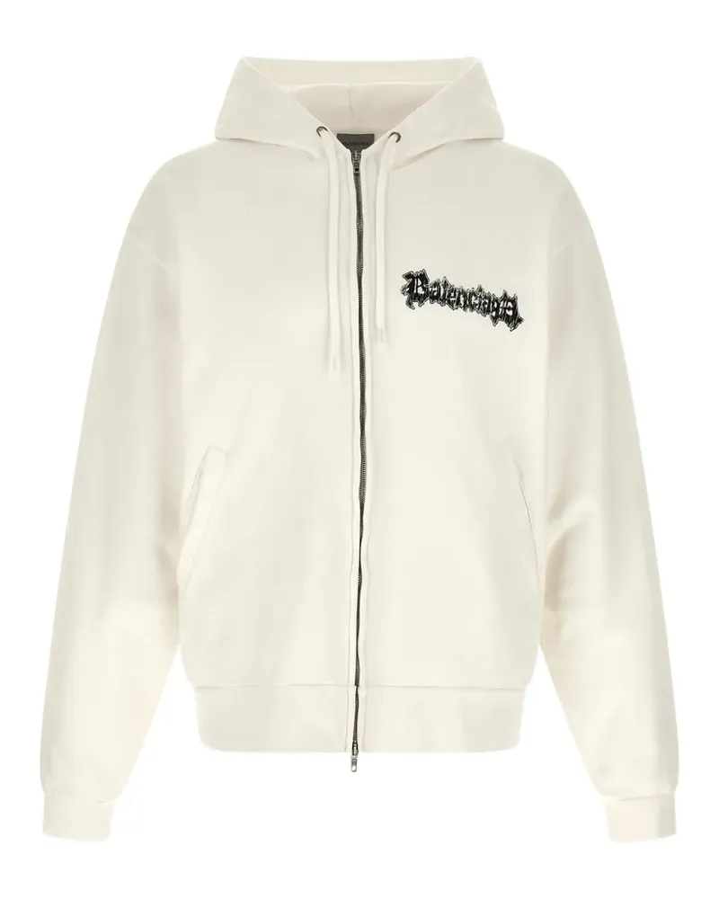 Balenciaga graphic-print zip-up hoodie - Nude Nude