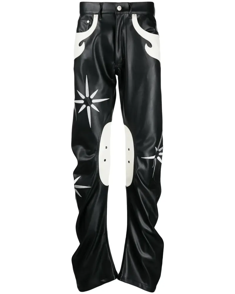 KUSIKOHC Flower Rider Hose mit geradem Bein - Schwarz Schwarz