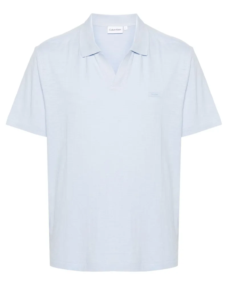 Calvin Klein Meliertes Poloshirt mit Logo-Patch - Blau Blau