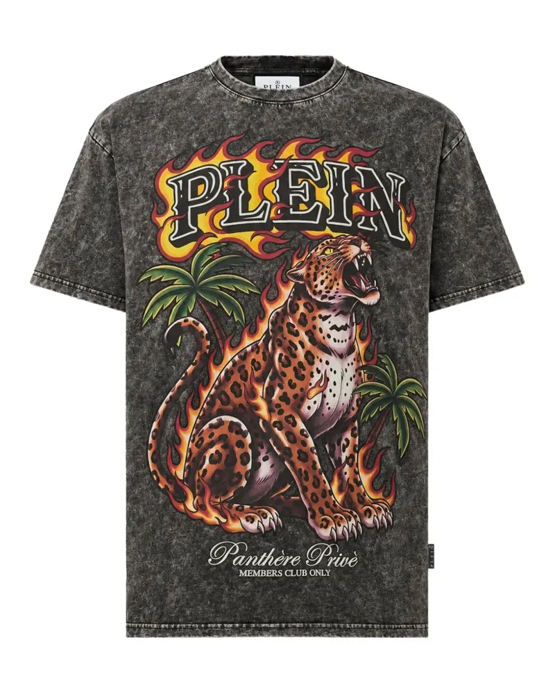 Philipp Plein Ausgeblichenes T-Shirt mit rundem Ausschnitt - Schwarz Schwarz