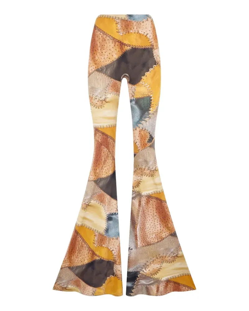 Roberto Cavalli patchwork-print flared trousers - Braun Braun