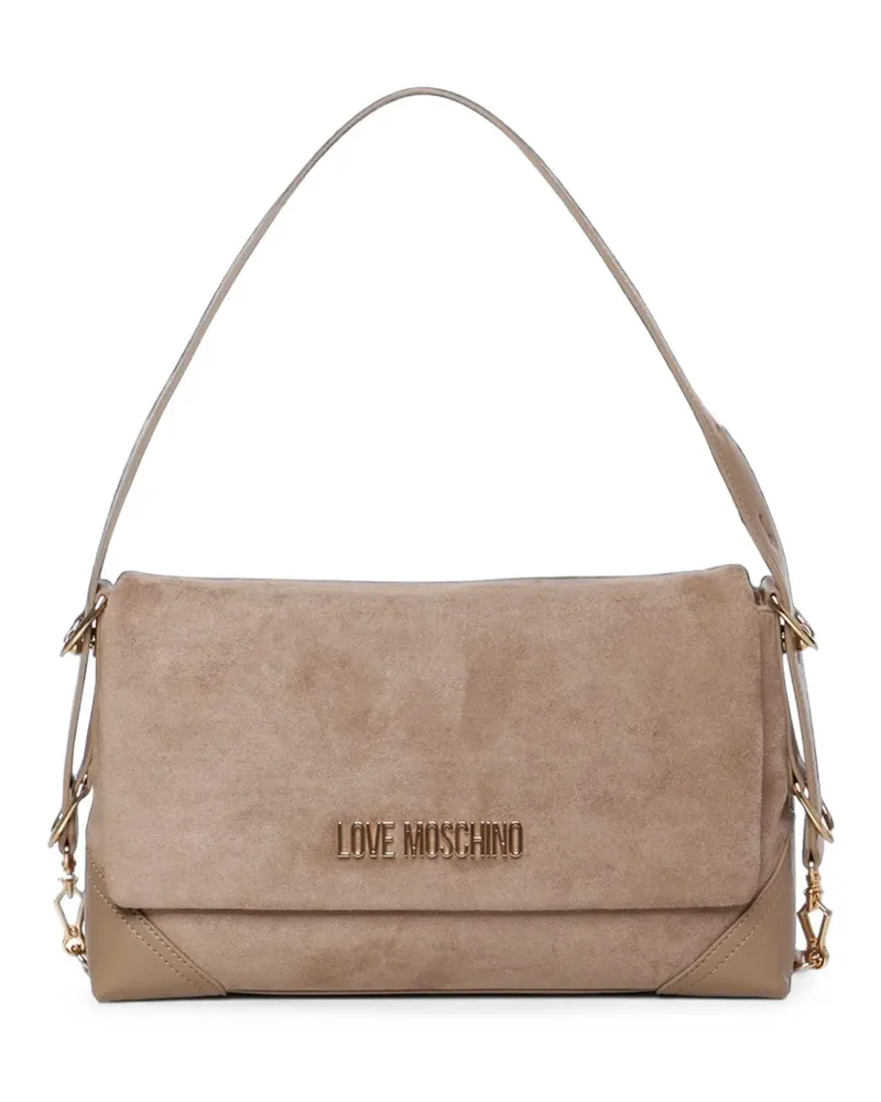 Moschino Schultertasche mit Logo-Schild - Nude Nude
