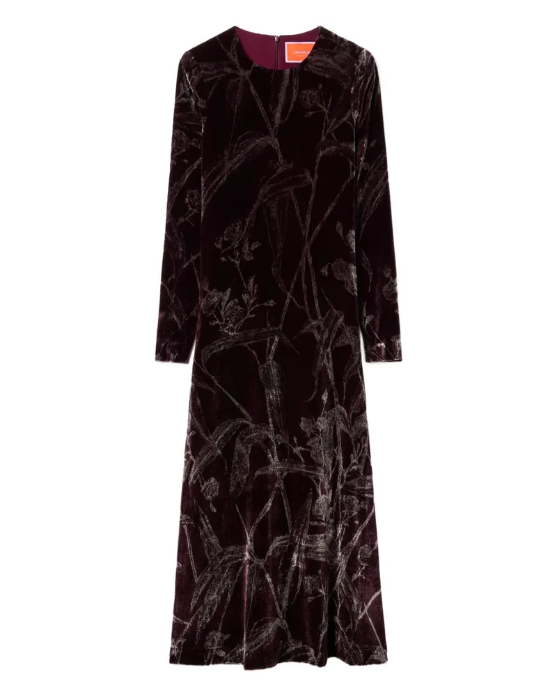 La DoubleJ Langärmeliges Maxikleid mit Bambus-Print - Rot Rot