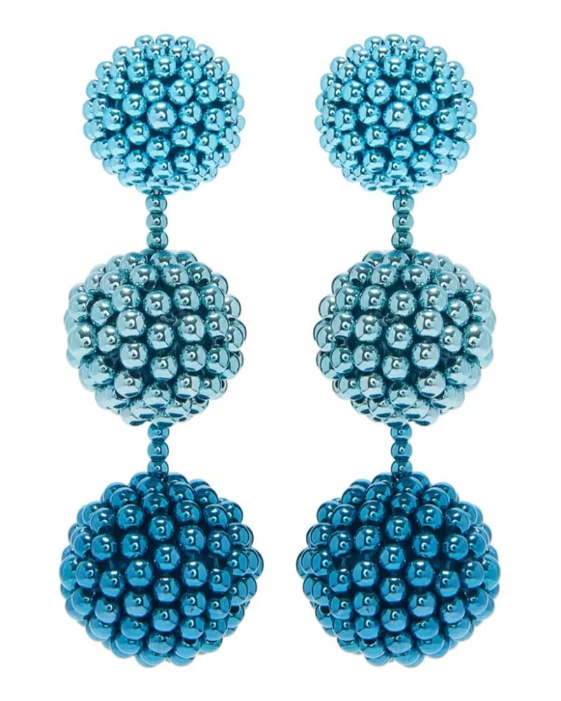 Oscar de la Renta Beaded Sphere Ohrclips Blau