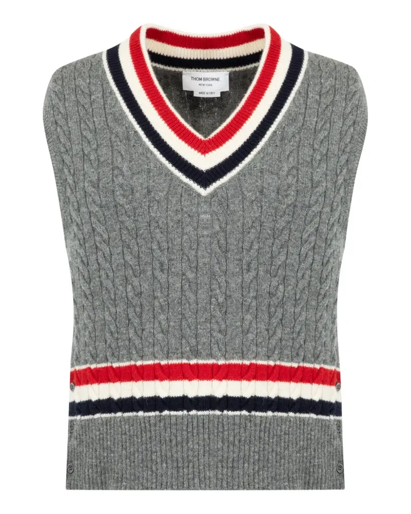 Thom Browne Pullunder mit Zopfmuster - Grau Grau