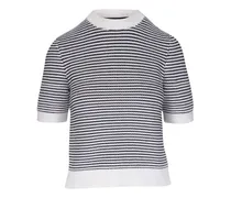 Gestreiftes Stricktop - Weiß