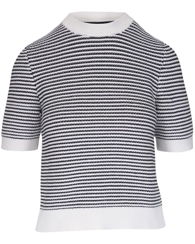 Akris Gestreiftes Stricktop - Weiß Weiß