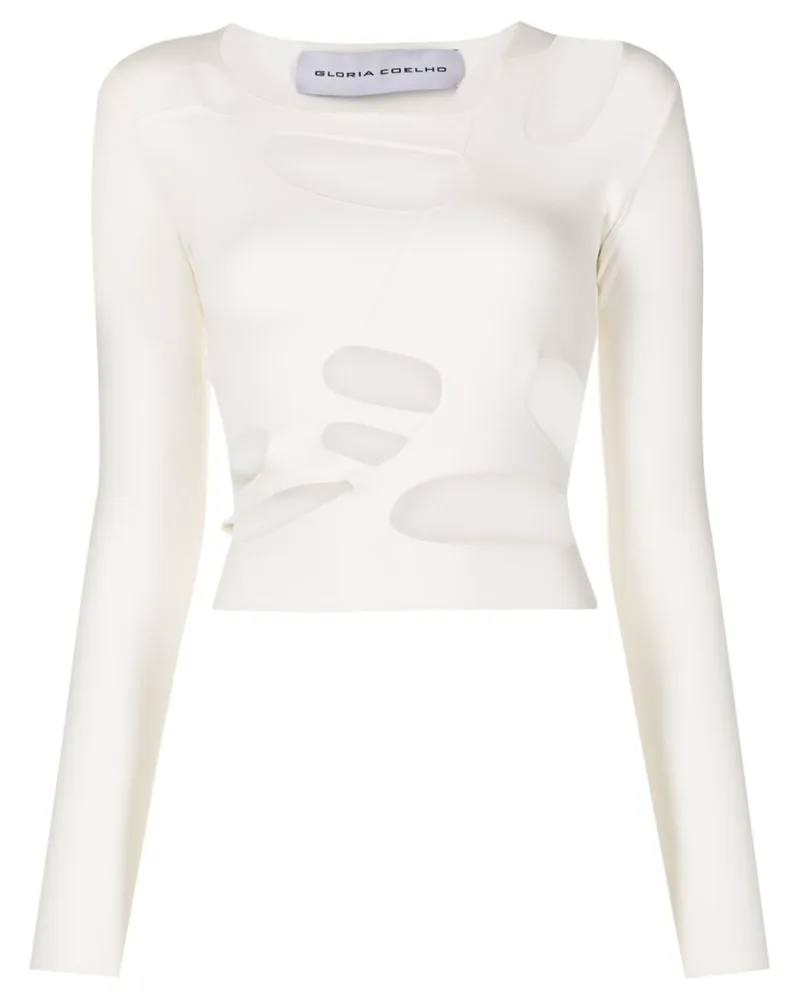 Gloria Coelho Langarmshirt mit Cut-Out - Weiß Weiß