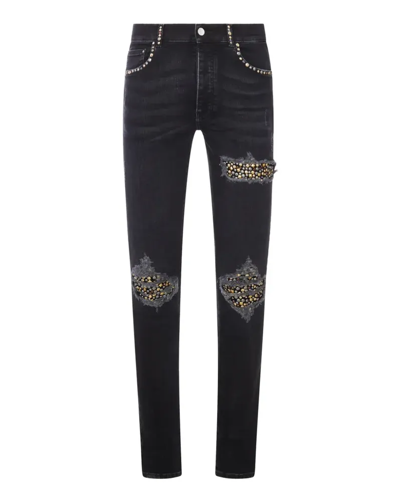 Amiri stud-embellished distressed skinny jeans - Schwarz Schwarz