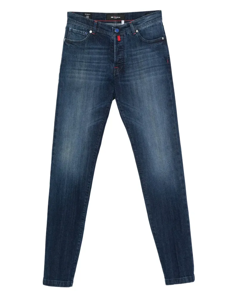 Kiton Jeans mit Tragefalten - Blau Blau