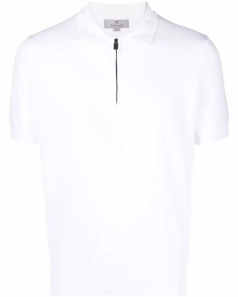 Canali Poloshirt mit Reißverschluss - Weiß Weiß
