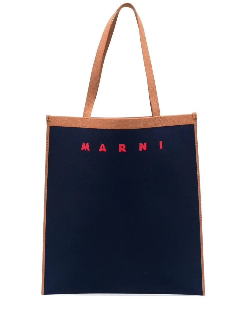 Marni Shopper mit Intarsien-Logo - Blau Blau