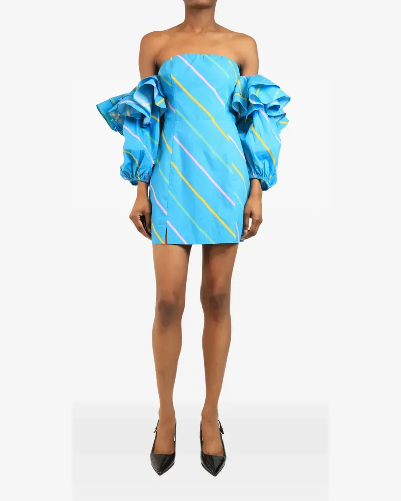 ROTATE Birger Christensen Bethany off-shoulder mini dress - Blau Blau