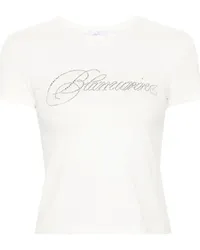 Blumarine T-Shirt mit Strass-Logo Weiß