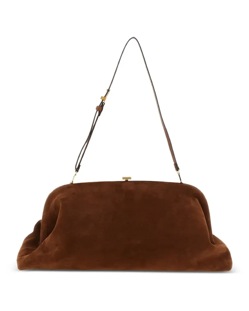 Alberta Ferretti suede pressure closure clutch bag - Braun Braun