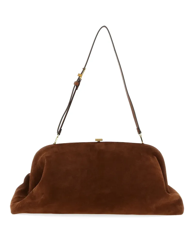 Alberta Ferretti suede pressure closure clutch bag - Braun Braun