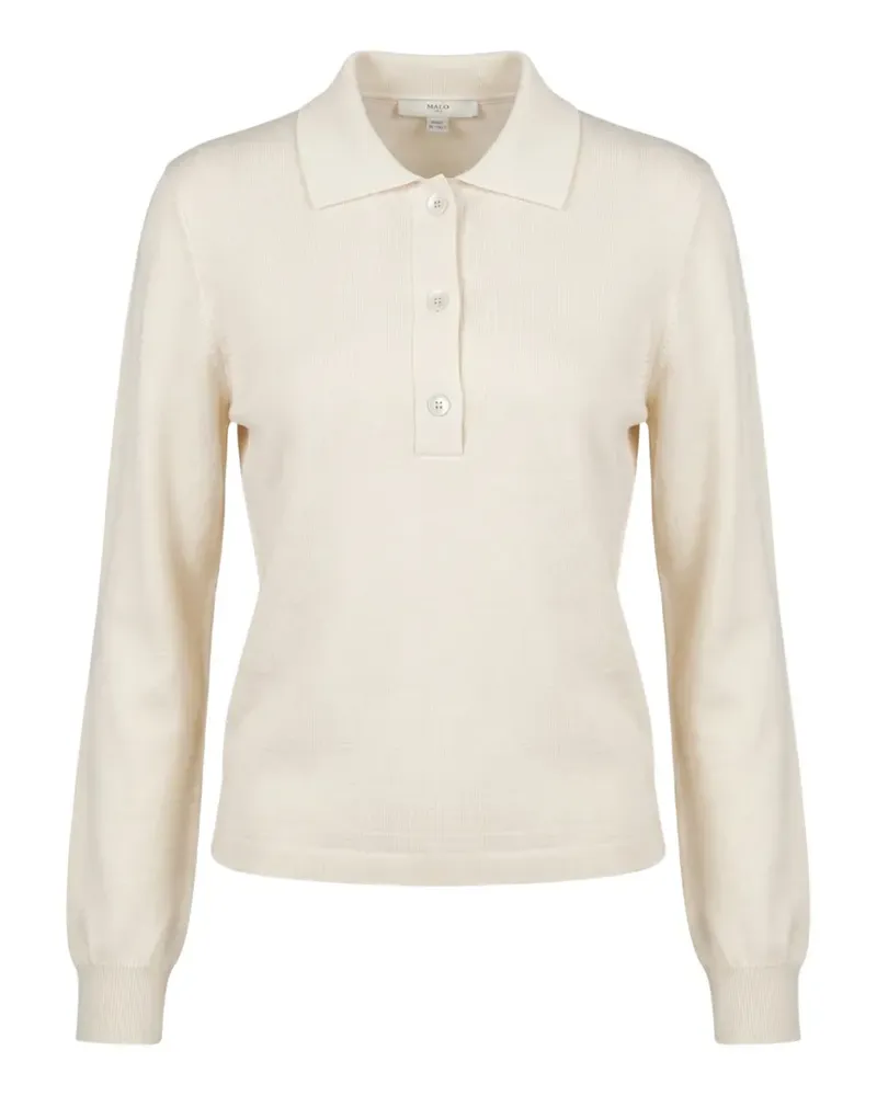 Malo ribbed knitted polo top - Weiß Weiß
