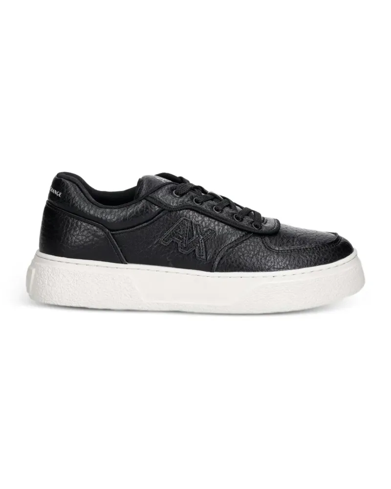 Armani Exchange Gekörnte Sneakers mit Logo-Patch - Schwarz Schwarz