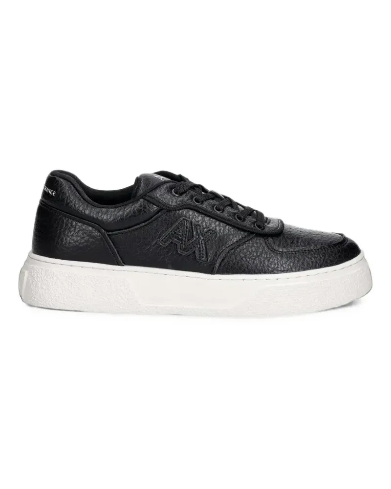 Armani Exchange logo-patch pebbled sneakers - Schwarz Schwarz