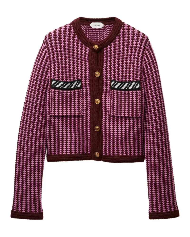 Versace Cardigan aus Wolle mit Häkelstich - Violett Violett