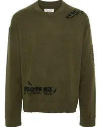 Zadig & Voltaire Strickpullover mit Graffiti-Stickerei Grün