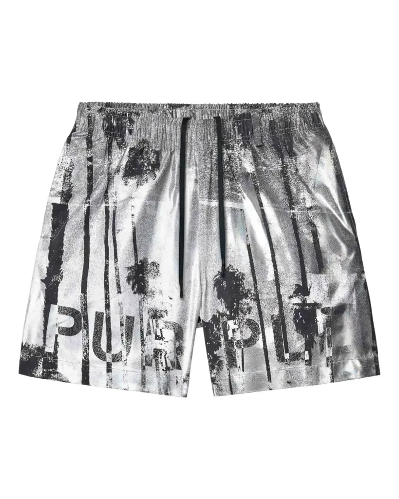 PURPLE BRAND Badeshorts mit grafischem Print - Silber Silber