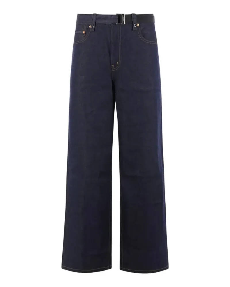 Sacai belted wide-leg jeans - Blau Blau